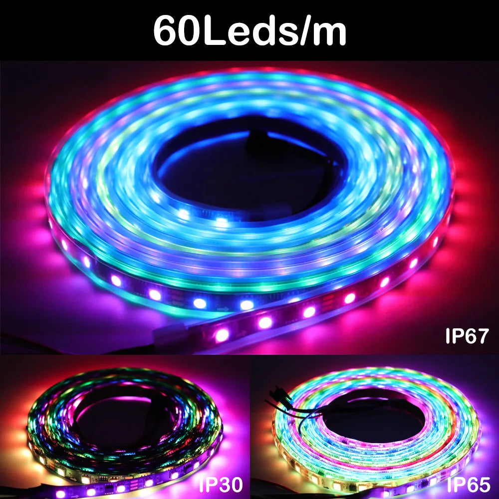 WS2812B WS2811 WS2813 WS2815 5050 RGBIC Smart LED Strip WS2812 Individually Addressable IC 30/60/144Pixels/Leds/m Light DC5V/12V