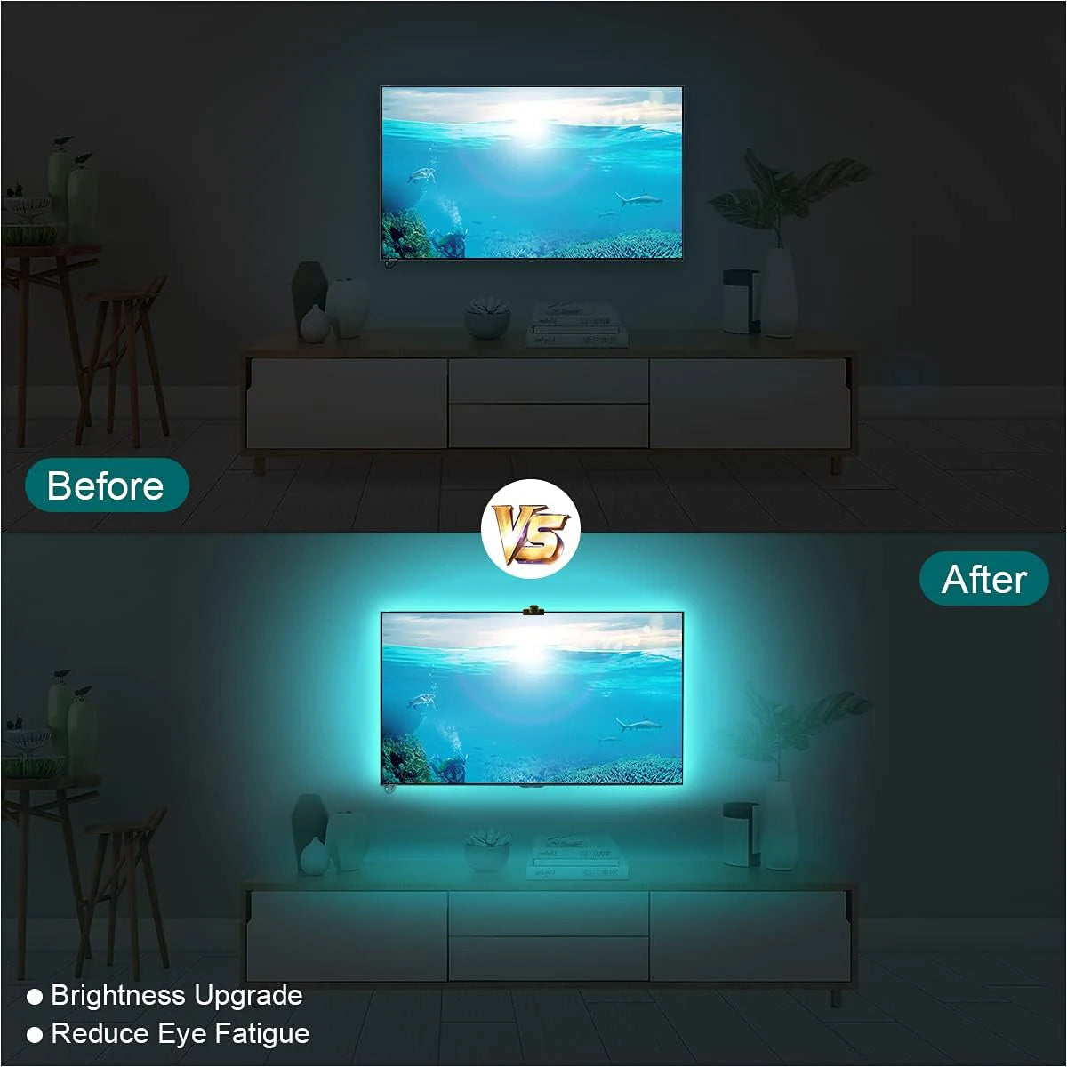 LED TV Backlight with Color Picking Sensor RGB-IC Led Strip Lights App Control Music Sync Light for 55-75inch PC/TV Ambient Ligh