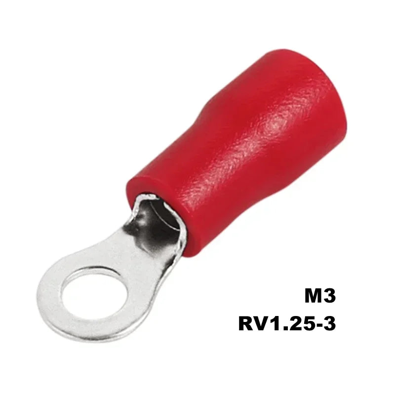 50PCS Ring Crimp Terminals Electrical Wire Connector M3/M4/M5/M6/M8/M10/M12 Insulation Ferrule Lug Quick Splice Connection Screw