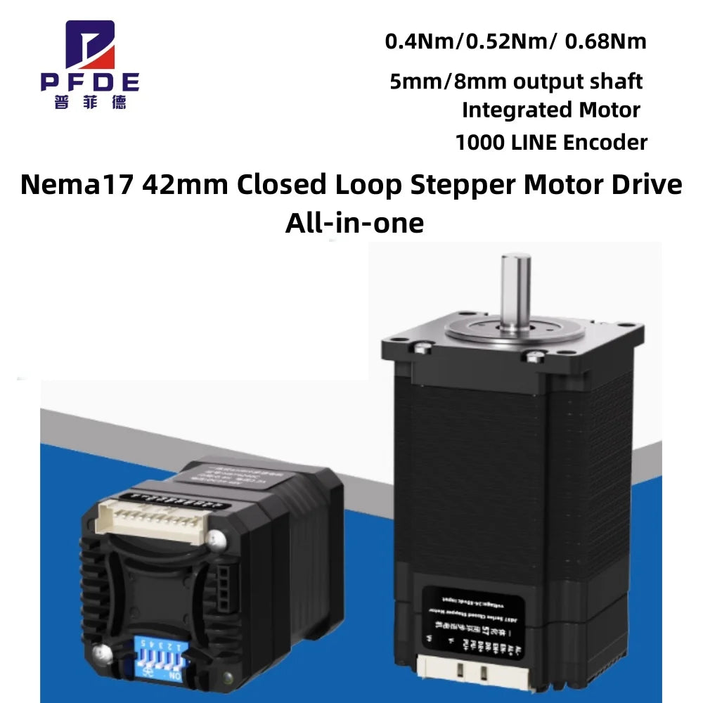 NEMA17 Stepper Motor with Built-in Driver, Integrated Closed-Loop Control, with Pulse Encoder Serial Port RS232