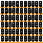 Marine Boat Rocker Switch 12/24V Orange Backlit Anchor Beacon Up Down Button ON OFF/ON OFF ON Momentary Toggle Switch Waterproof