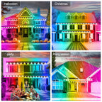 60M & 200FT Permanent Outdoor LED Eaves Lights RGB Waterproof Smart String Lights App Remote Control Color Changing Lamp for House Roof Garden Christmas Holiday Party Daily Accent Lighting