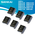 100Pcs TVS Diode SMBJ5.0A SMBJ5.0CA SMBJ6.0A SMBJ6.0CA SMBJ6.5A SMBJ6.8A SMBJ6.8CA SMBJ7.0A SMBJ7.5A SMBJ10A