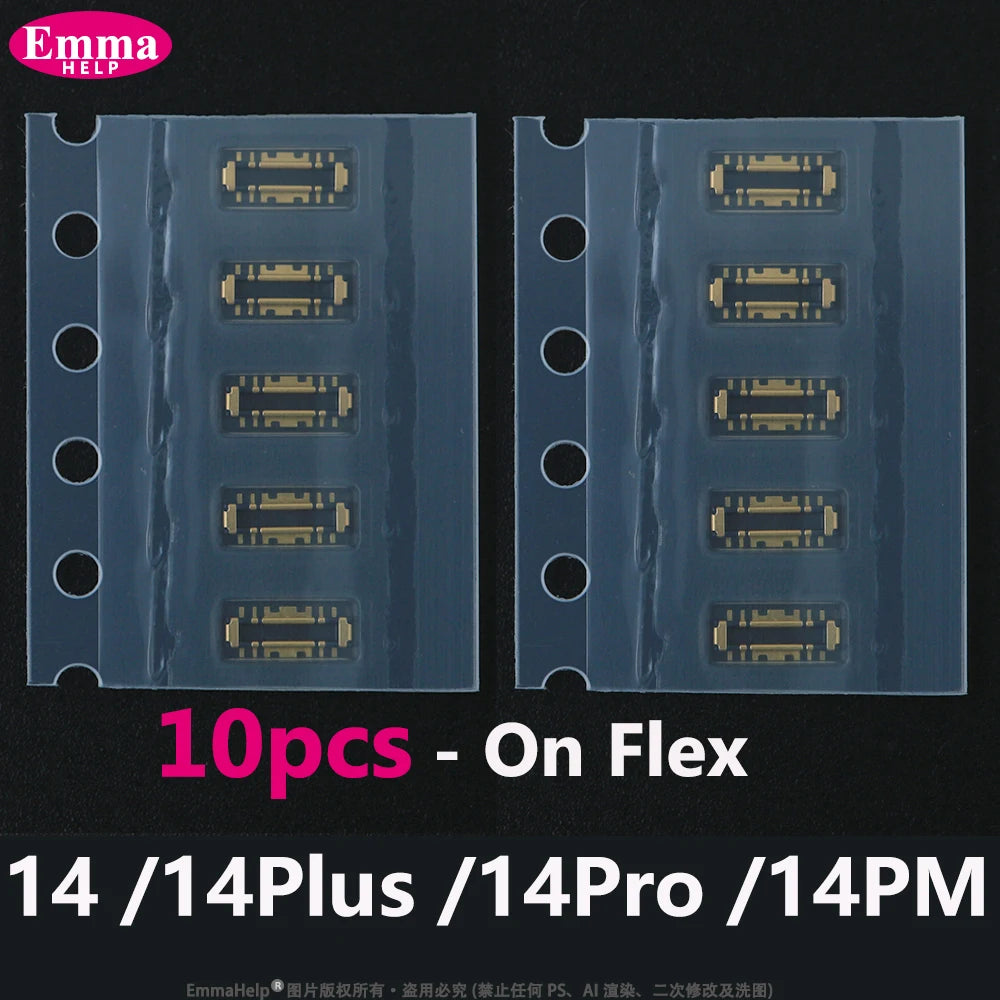 10pcs Battery FPC Connector Flex Cable For iPhone 14 15 Plus 13 12 11 Pro Max 7 6S X XR 8 Plus Clip Plug