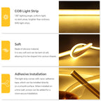 Super Bright 220V COB LED Strip Neon Lights 280LEDs/m Flexible Kitchen Lamp RA90 Waterproof LED Tape With EU Power Plug 1M-30M