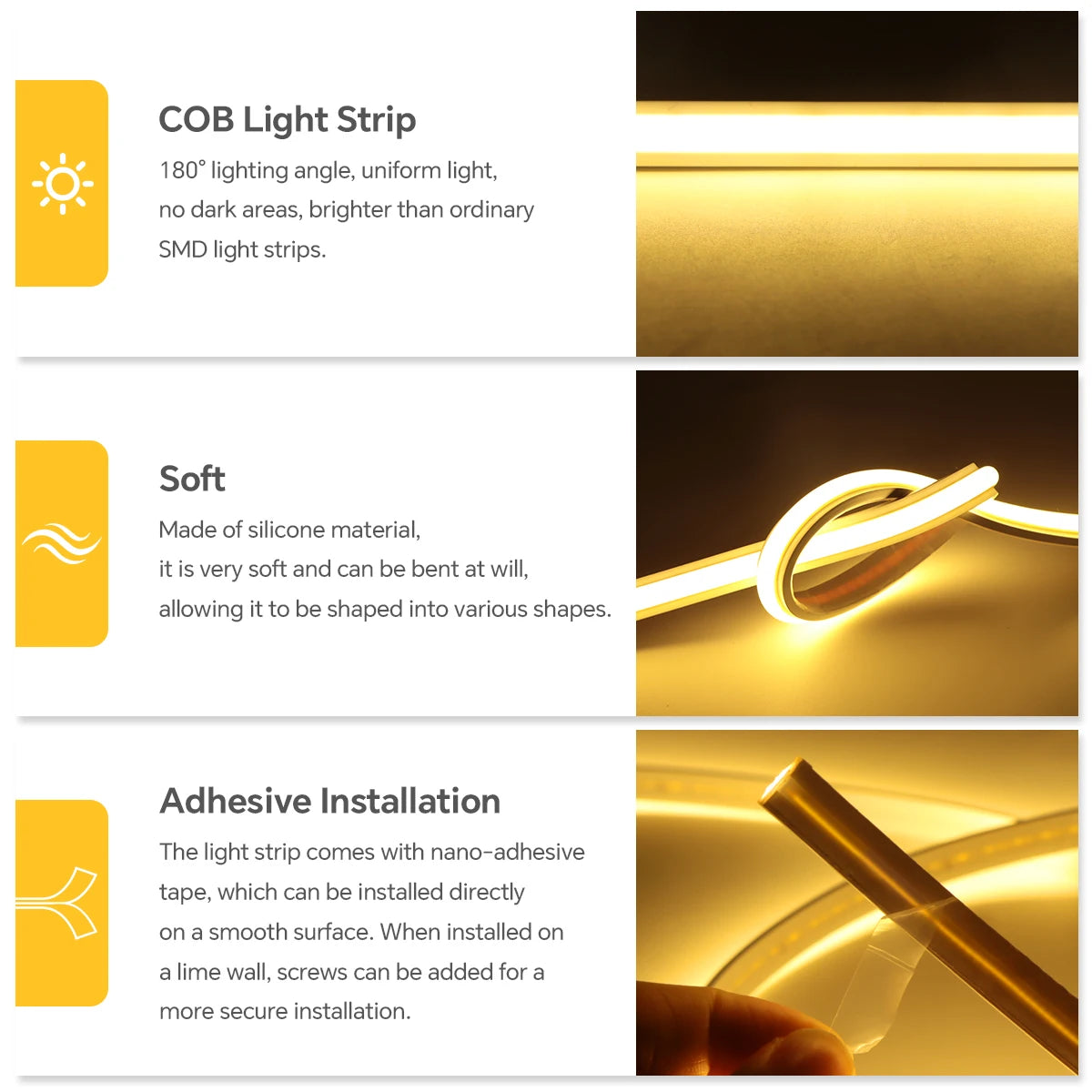 Super Bright 220V COB LED Strip Neon Lights 280LEDs/m Flexible Kitchen Lamp RA90 Waterproof LED Tape With EU Power Plug 1M-30M