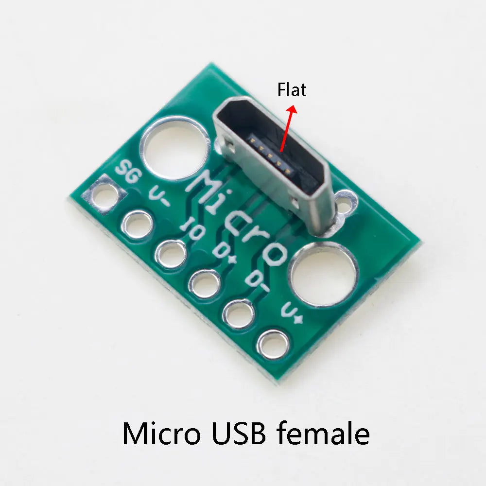 2pcs Micro Mini USB Type C USB 2.0 3.0 Male Female PCB Connector 90 Degree with Pin Header Data Charging Cable Jack Test Board