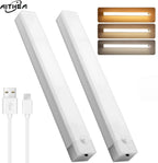 AITHEA Motion Sensor LED Cabinet Light USB Rechargeable Wireless Strip Lamp for Closet Wardrobe Kitchen Staircase Bedroom