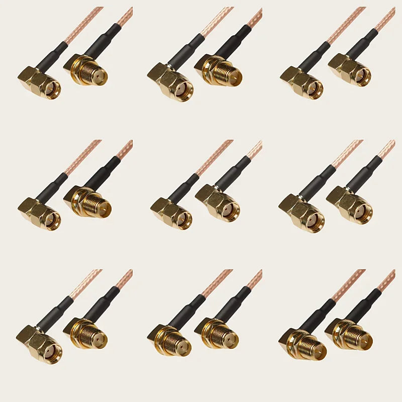 RG316 Cable SMA to SMA RP SMA Male Plug & Female Jack Right Angle Connector Coax Jumper Pigtail Cable