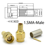 2/10pcs SMA RPSMA Male Plug / Female Jack Bulkhead Crimp RF Coaxial Connector For RG58 LMR195 RG142 RG400 Cable Wire Terminal