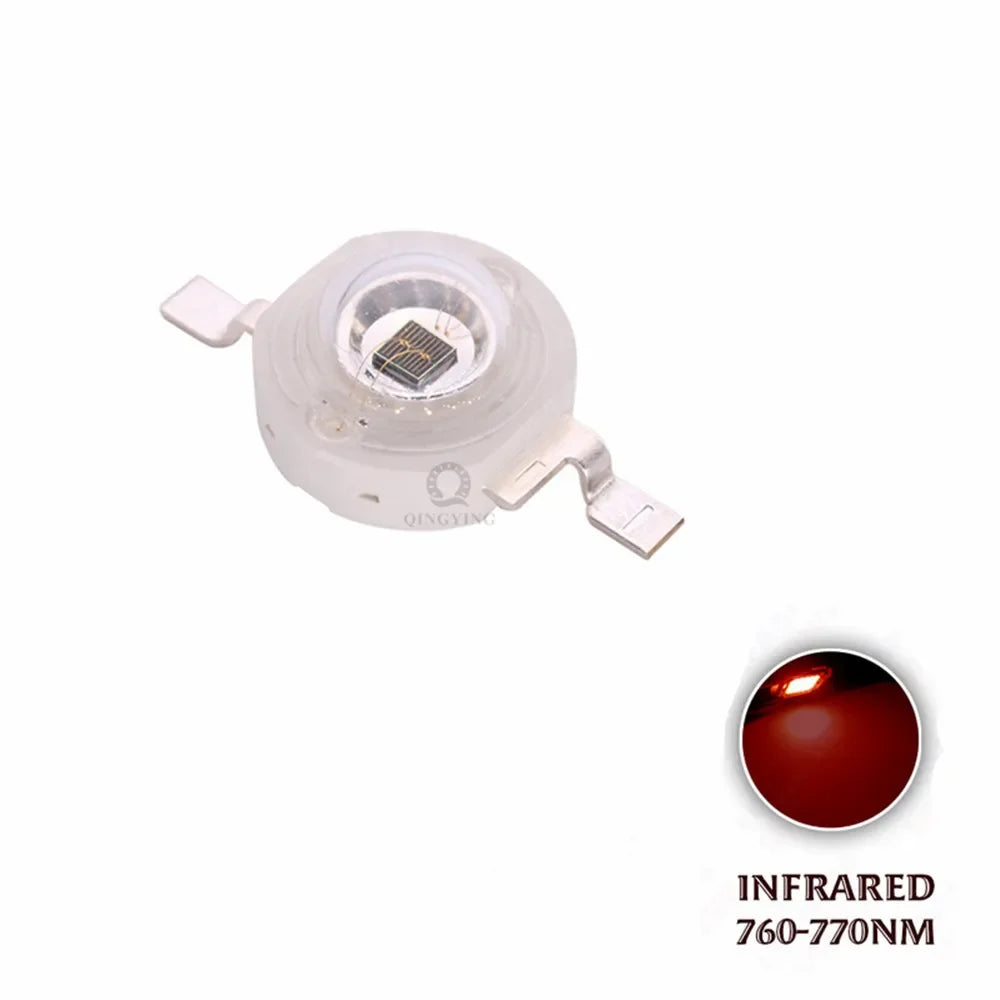 10pcs 3W Infrared 680nm 740nm 760nm 800nm 850nm 880nm 900nm 940nm 980nm 1000nm IR LED Chip For CCTV Camera Night Vision Lighting