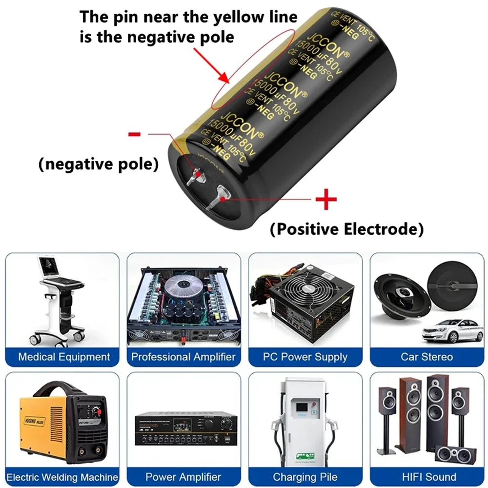 2PCS JCCON Audio Electrolytic Capacitor 25V 35V 50V 63V 80V 100V 200V 400V 450V 3300UF 4700UF 6800UF 10000UF 15000UF 22000UF 470