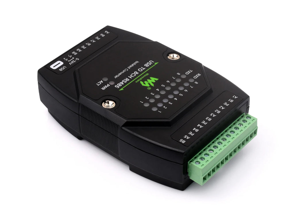Waveshare USB TO 8CH RS485 Industrial Grade Isolated Converter, USB To RS485 Adapter, Multiple Protection Circuits, Wall-mount