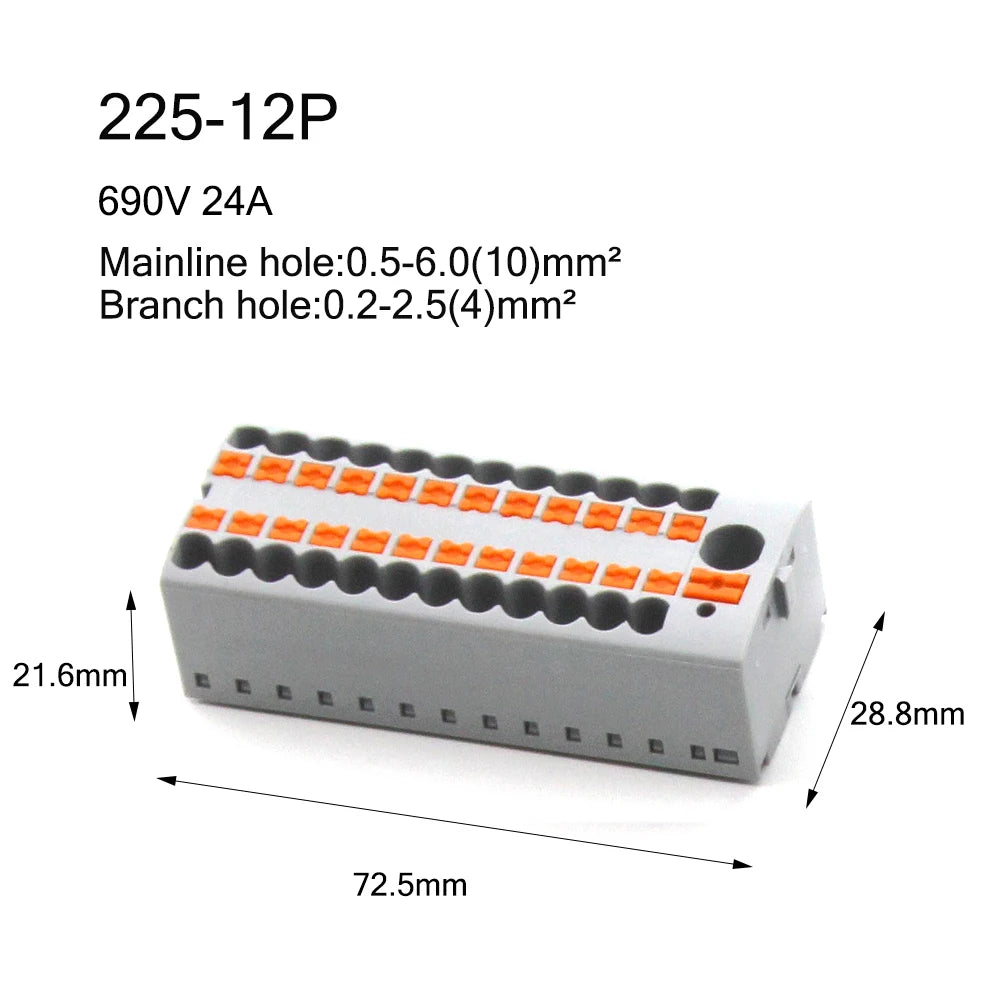 1PC 225 Series Fixed Modular Wire Connectors Compact Splicing Lighting Push-in Multi Link Terminal Block 1 In Multiple Out