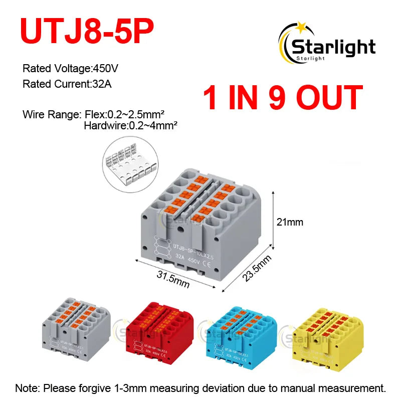 Distribution block PTFIX2.5mm² Wire Electrical Cable Connectors Plug-in Terminal Block  Splitter DIN-Rail Mounting Junction Box