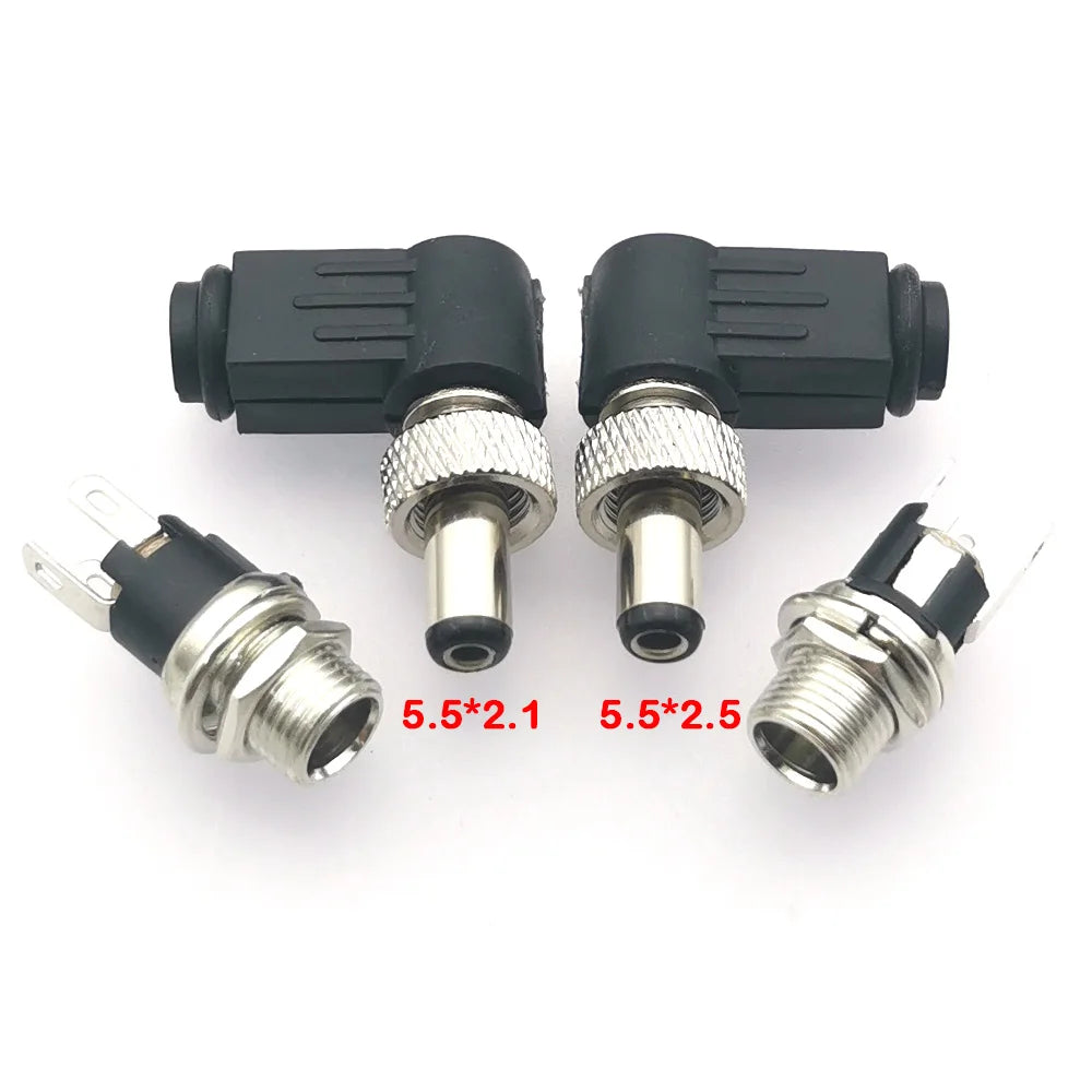 1pc DC 5.5*2.1/2.5mm Plug Socket With Nut 5.5x2.1/5.5x2.5 MM DC Power Jack Male Female Panel Mount Connector