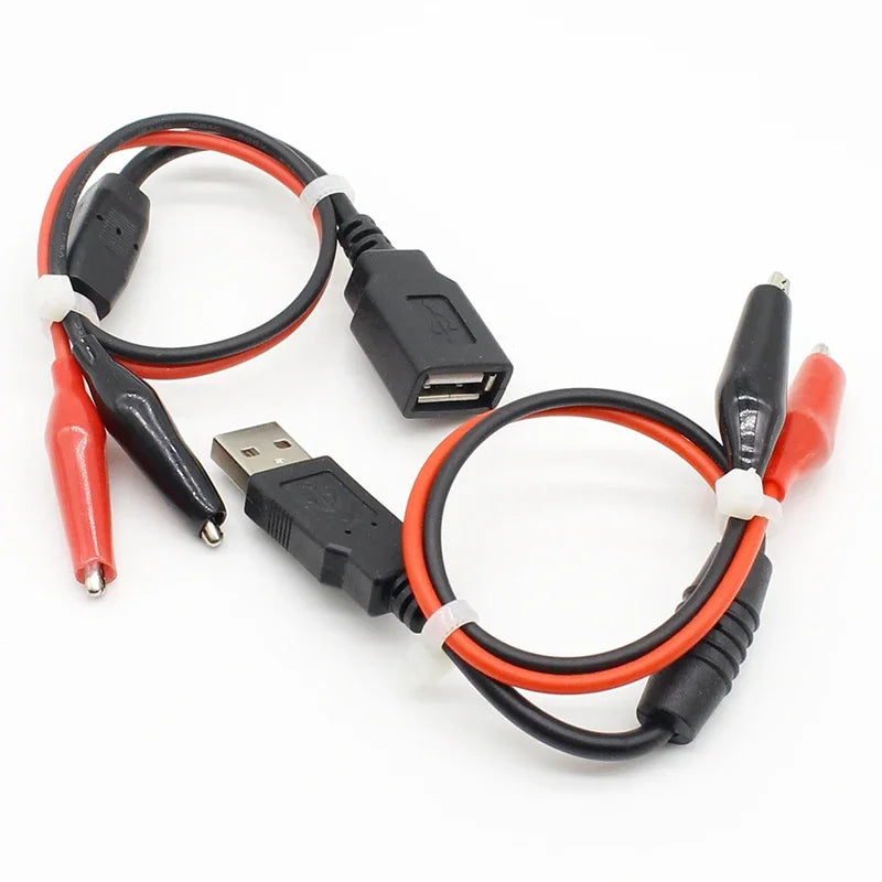 1pair USB Alligator clips Crocodile wire Male/female to USB tester Detector DC Voltage meter ammeter capacity power meter
