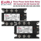 EARU Three Phase Solid State Relay Module DC Control AC SSR AC Control AC 10A 25A 40A 60A 80A 100A 150A 200A Heat Sink 480VAC