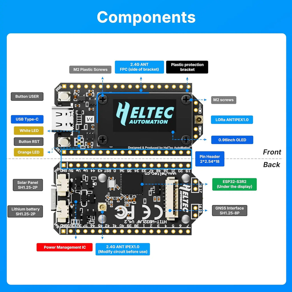 Heltec V4 ESP32 LoRa 32 Development Board Meshtastic Kit ESP32-S3 SX1262 27dBm OLED Display for Meshtastic WiFi IoT Arduino