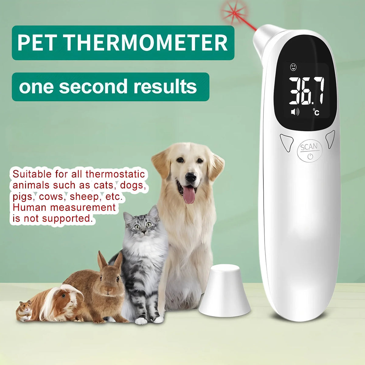 Infrared Pet Dog Cat Ear Thermometer Medical Animal Measuring Electronic Thermometer Non-contact Home Veterinary Equipment Quick