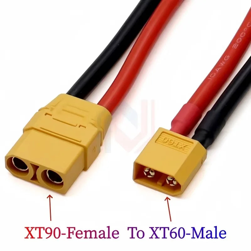 XT90 to XT60 Connection Cable Male-To-Female Adapter Wire 10AWG Silicone Wire Model Aircraft Power Charger