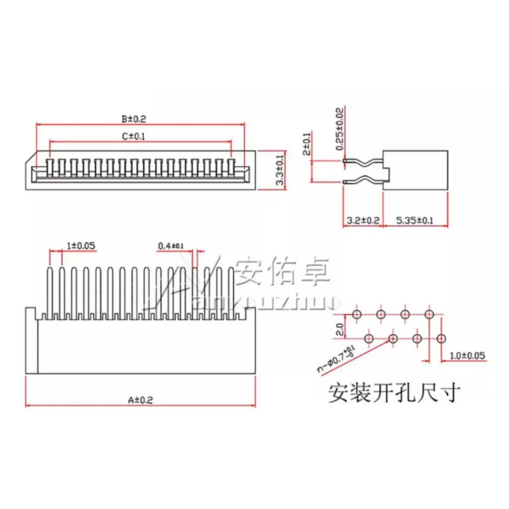 10pcs FPC FFC 1mm 1.0mm 4 5 6 7 8 9 10 11 12 13 14 15 16 17 18 20 22 24 25 26 28 30 Pin Straight Cable Connector for Electronics