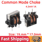 5pcs FU19A502-1A0 UU10 Common Mode Suppression Choke Coil Power Inductor Inductance 4.5mH 1A Switching Power Supply Filter DIP