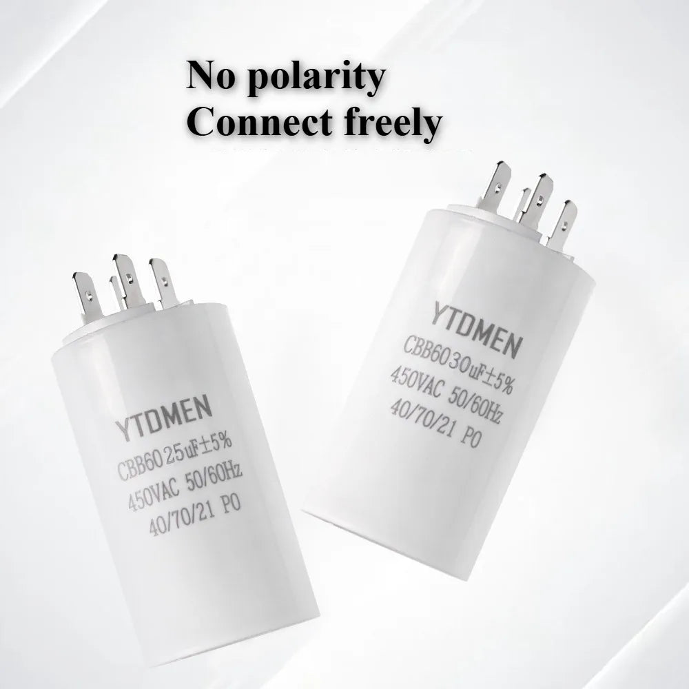 AC 450V CBB60 Dual Insert Motor Starting Capacitor 4pin 4UF-60UF Replacement Motor Run Capacitors For Air Compressor Water Pump