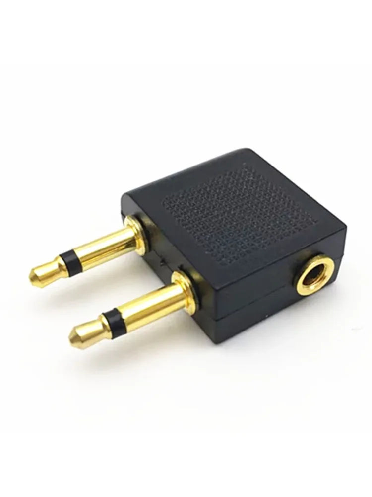 2PCS 3.5mm Airline Airplane Headphone Jack Audio Adapter Gold Plated Travel Earphone Connector for In Flight Entertainment