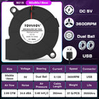 5015 50mm DC 24V 12V 5V 2Pin Dual Ball/Sleeve Bearing Brushless Cooling Turbine Blower Fan 50mm x 15mm Blower Cooler Fan