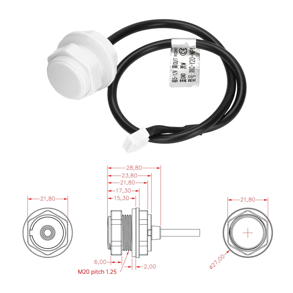 XKC-Y20-V/ XKC-Y20-NPN Low Cost Capacitive Contact Typle Liquid Level Switch Level Sensor for Both Metal and Non-metallic Tank