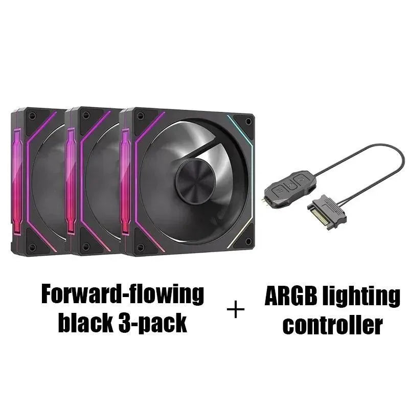 LDPCSJ PRISM 4 PRO 120mm PC Case Fan Equipped with ARGB Controller, 4-Pin PWM Silent Cooling Fan,12V 3Pin Addressable ARGB,45.2CFM High Airflow 600-1500RPM Synchronizable RGB Fan for Gaming Desktop Water Cooling Computer Chas