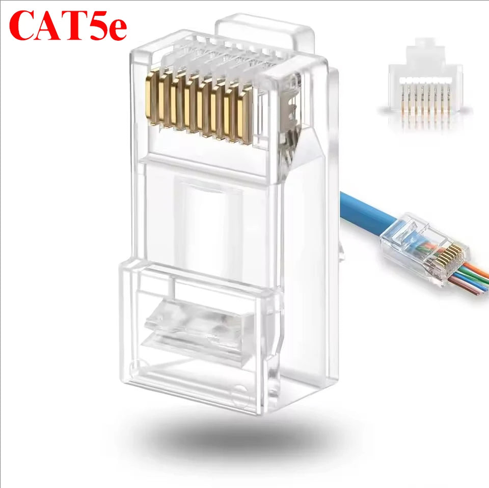 Ethernet Cable Connector Plug Cover RJ45 Cat6 Cat5e Connectors Ethernet Pass Through Plugs Protective Sleeve Cable Protectors