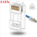 Ethernet Cable Connector Plug Cover RJ45 Cat6 Cat5e Connectors Ethernet Pass Through Plugs Protective Sleeve Cable Protectors