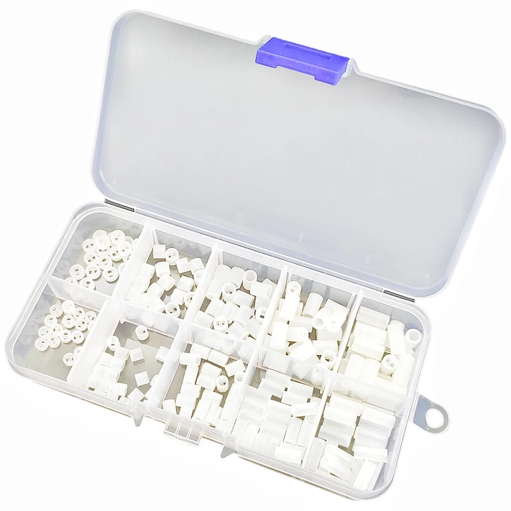 200Pcs Plastic LED Hollow Spacer Standoffs M3 M5 Round Nylon Isolation Washers (2/4/6/8/10mm)