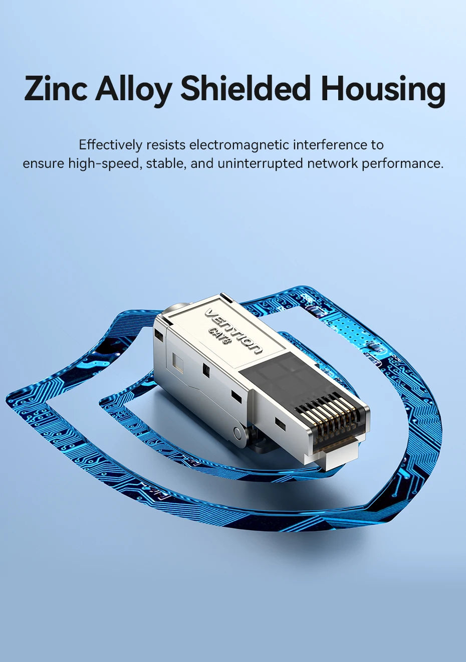 Vention NEW RJ45 Cat8 Cat7 Cat6A Connectors RJ45 Metal Tool Free Easy Termination Plug 2000MHz 40G LAN Cable Reusable Shielded