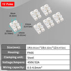 12 Position Barrier Screw Terminal Block 450V/32A PA66 Fire-Retardant Wire Connector 0.5-4mm² for Industrial Electrical Projects