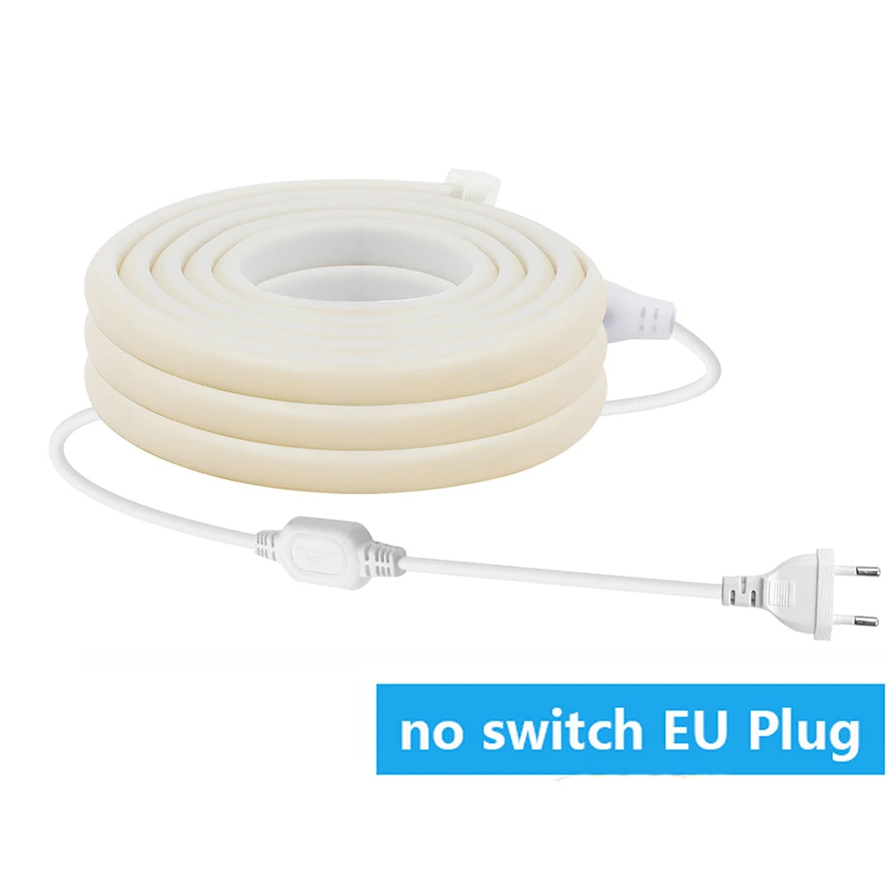 220V Dimmable COB LED Neon Strip Light With Switch/Dimmer EU Power Kit 288Led/M Waterproof 3000K 4000K 6000K Flexible Lamp Decor