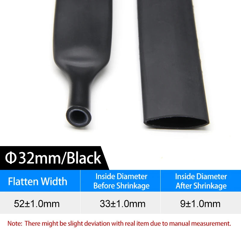 4:1 Double Wall Adhesive Heat Shrink Tubing Black Polyolefin Glue Lined Tube 4-52mm Waterproof Wire Cable Protective Sleeve