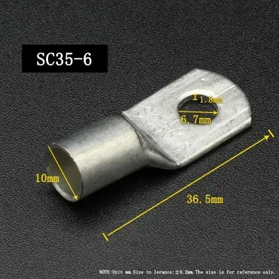 SC Type Wire Nose Terminal SC6 SC10 SC16 SC25 SC35 Bare Copper Battery Block Lugs Hole ID6/8/10/12mm Crimp Wire Connector