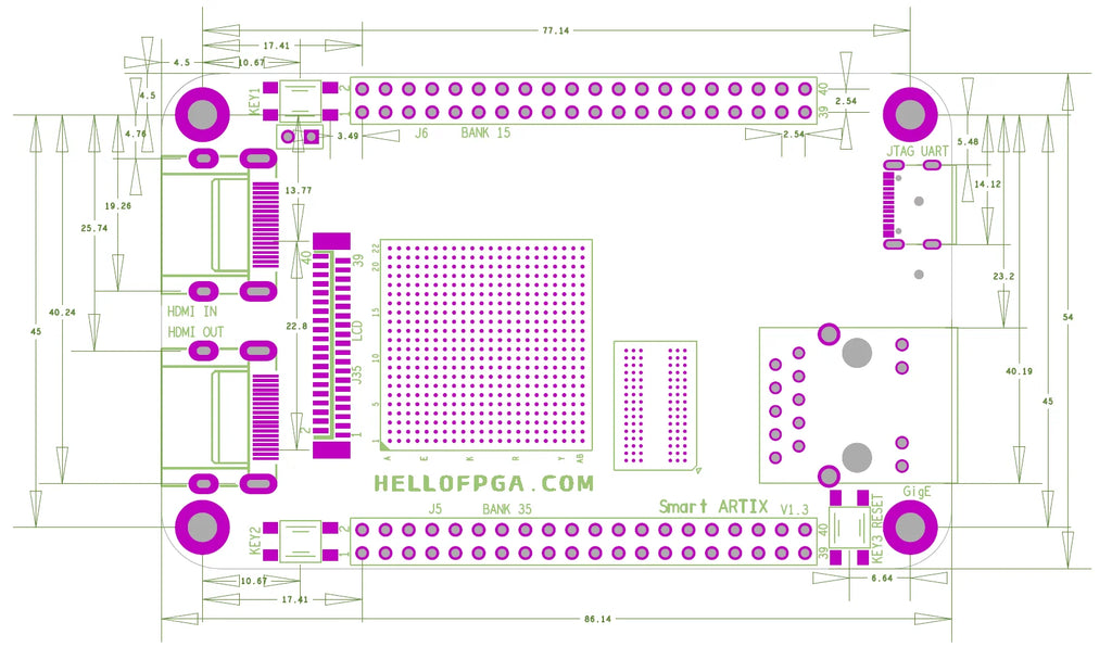 Smart ARTIX Development board FPGA Minimum System Board XC7A50T-FGG484 (Associated with XC7A35T XC7A100T)