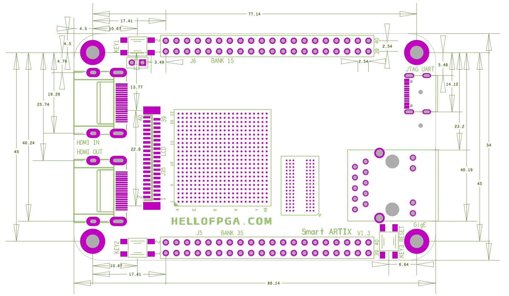 Smart ARTIX Development board FPGA Minimum System Board XC7A50T-FGG484 (Associated with XC7A35T XC7A100T)
