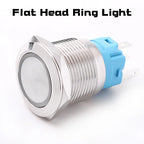 19MM LED Metal Button Switch Stainless Steel 1NO1NC Momentary Latching High Head Lamp Waterproof Button 12V 24V 220V