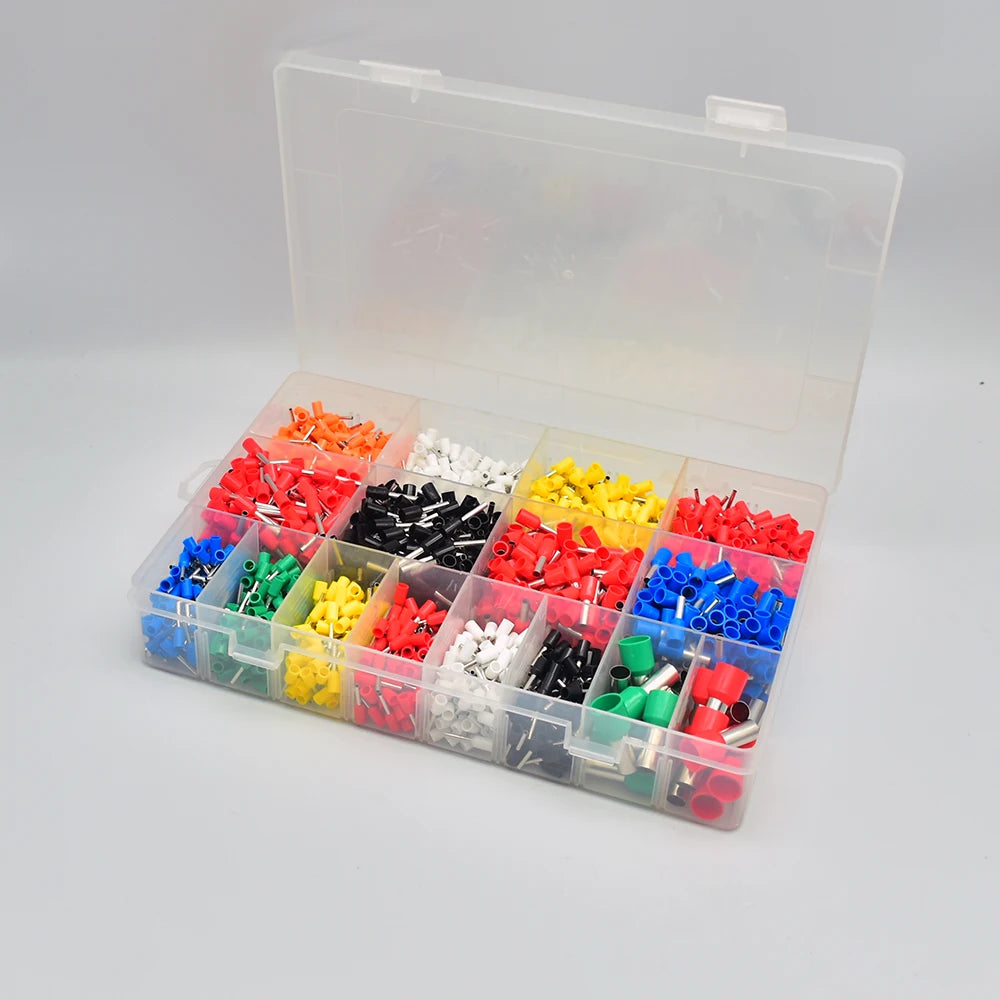 700-2120pcs European Style Tubular Terminals Ve Insulated Terminals Household Electrician Quick Wiring Cable Wire Connector Set