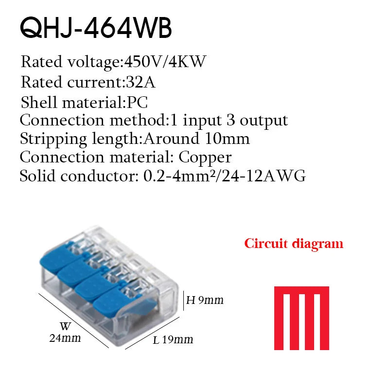 Wire Connector Electrical Lever Strip Connectors Cage Spring Universal Compact Quick Wiring Conductors Push-in Terminal Blocks