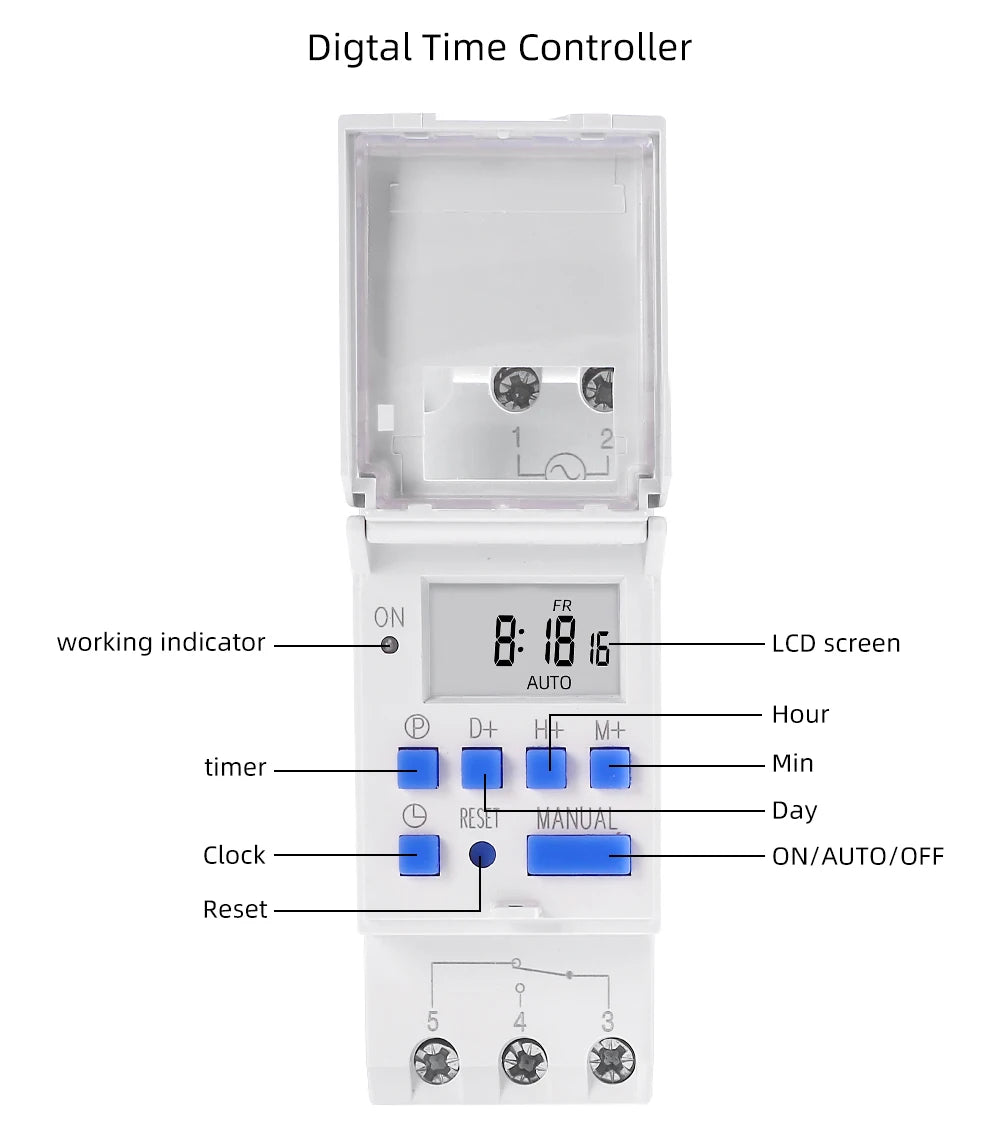 Electronic Weekly 7 Days Programmable Digital TIME Relay Timer Switch Control AC 220V 230V 12V 24V 30A Din Rail AHC30A  THC30A
