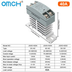OMCH DIN Rail Solid State Relay SSR With Heatsink 10A 25A 40A 60A 80A 100A 120A DC-AC DC-DC AC-AC Single Phase Control