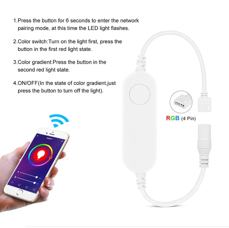 DC 12V Tuya Smart Life WIFI Controller / Bluetooth Smart Accessory Power Adapter for RGB LED Strip COB LED Light 2835/5050