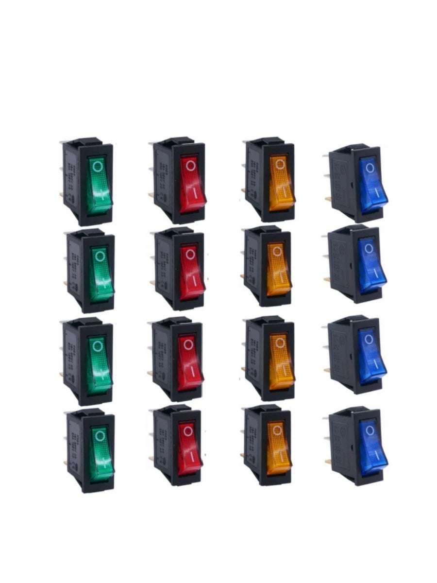 4/5pcs Rocker Switch Lighted KCD3 Rocker Switch On Off 3 Pin 2 Position Boat Rocker Switches 125V 250V AC SPST