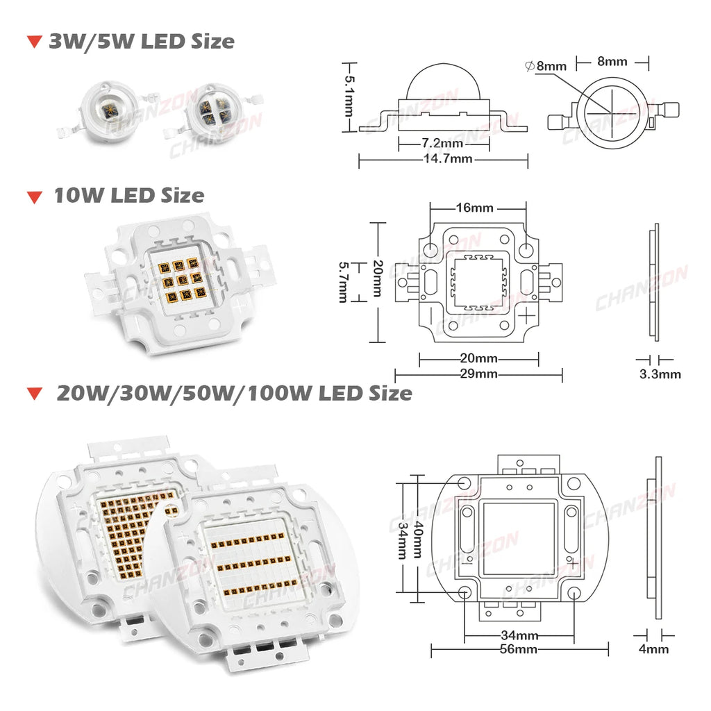 High Power Intensity Led Chip Infrared Far Red Light Bulb Lamp Bead 3W 5W 10W 20W 30W 50W 100W Smd Cob 730Nm 850Nm 940Nm Ir Led